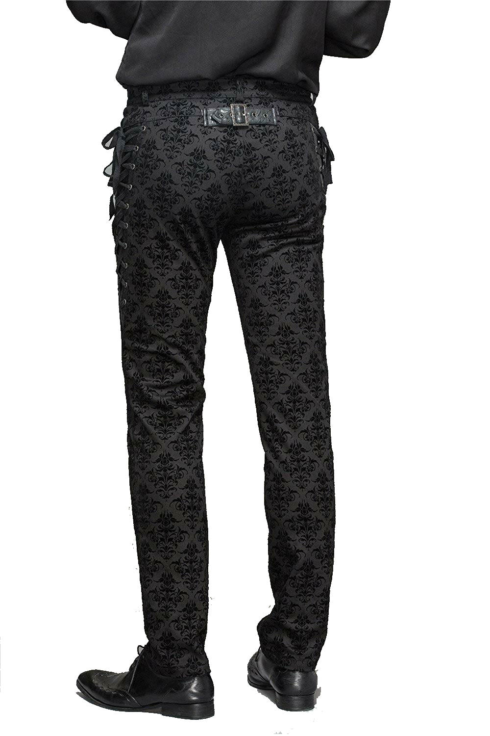 Devil Fashion Punk Men Cotton Dress Pants Victorian Printed Bandage Bridal Pants