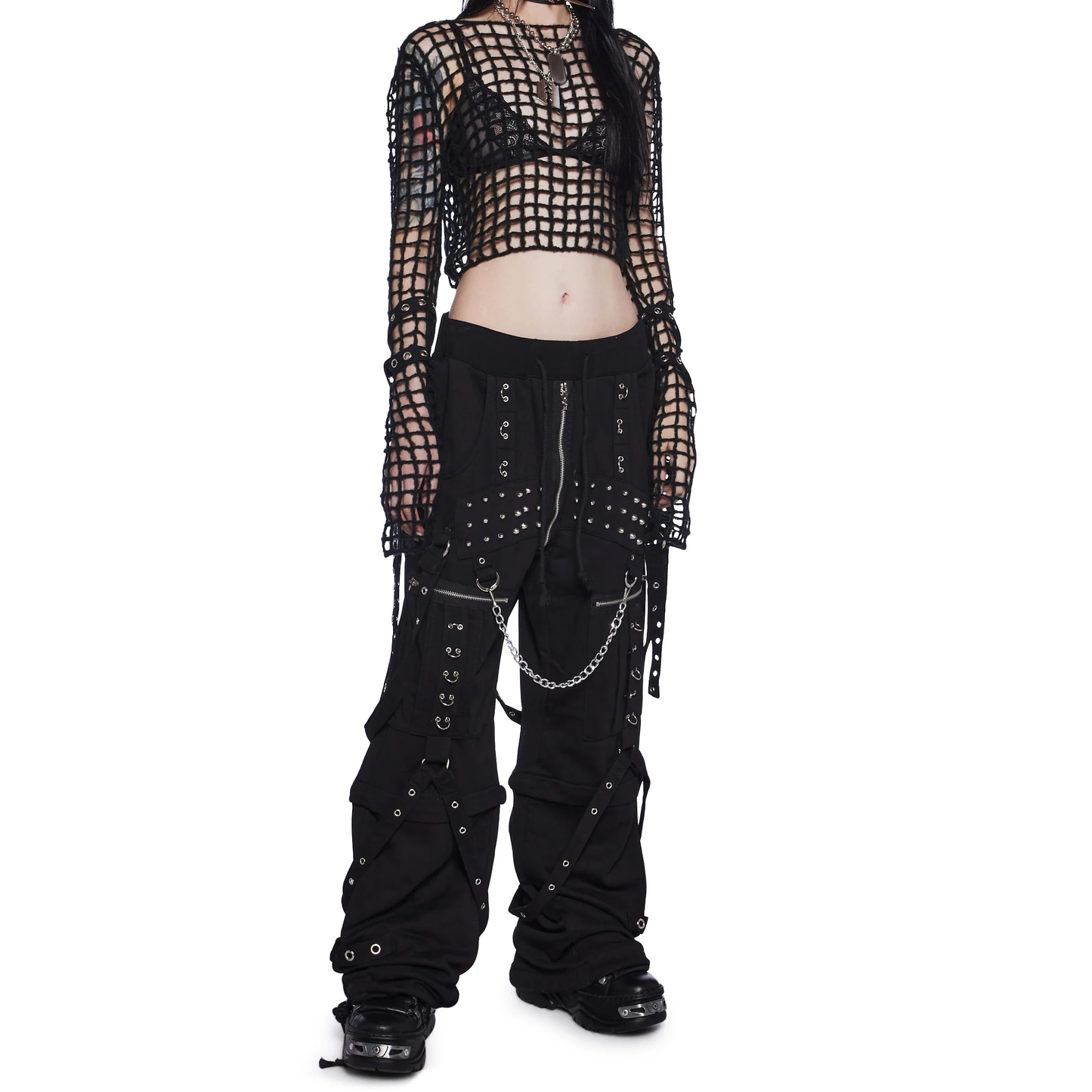 Mens Gothic Pant Bondage Cyber Pant Chain Techno Rock Punk Shorts USA