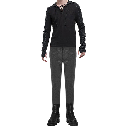 Gothic Men's Pants Trousers Black Brocade Maroon Velvet Steampunk VTG Vampire