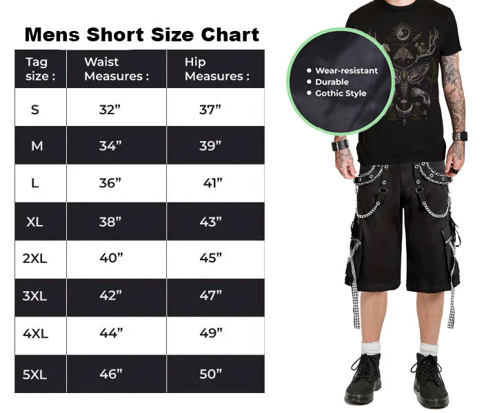 Gothic Men's Peep Dark Street Shorts White