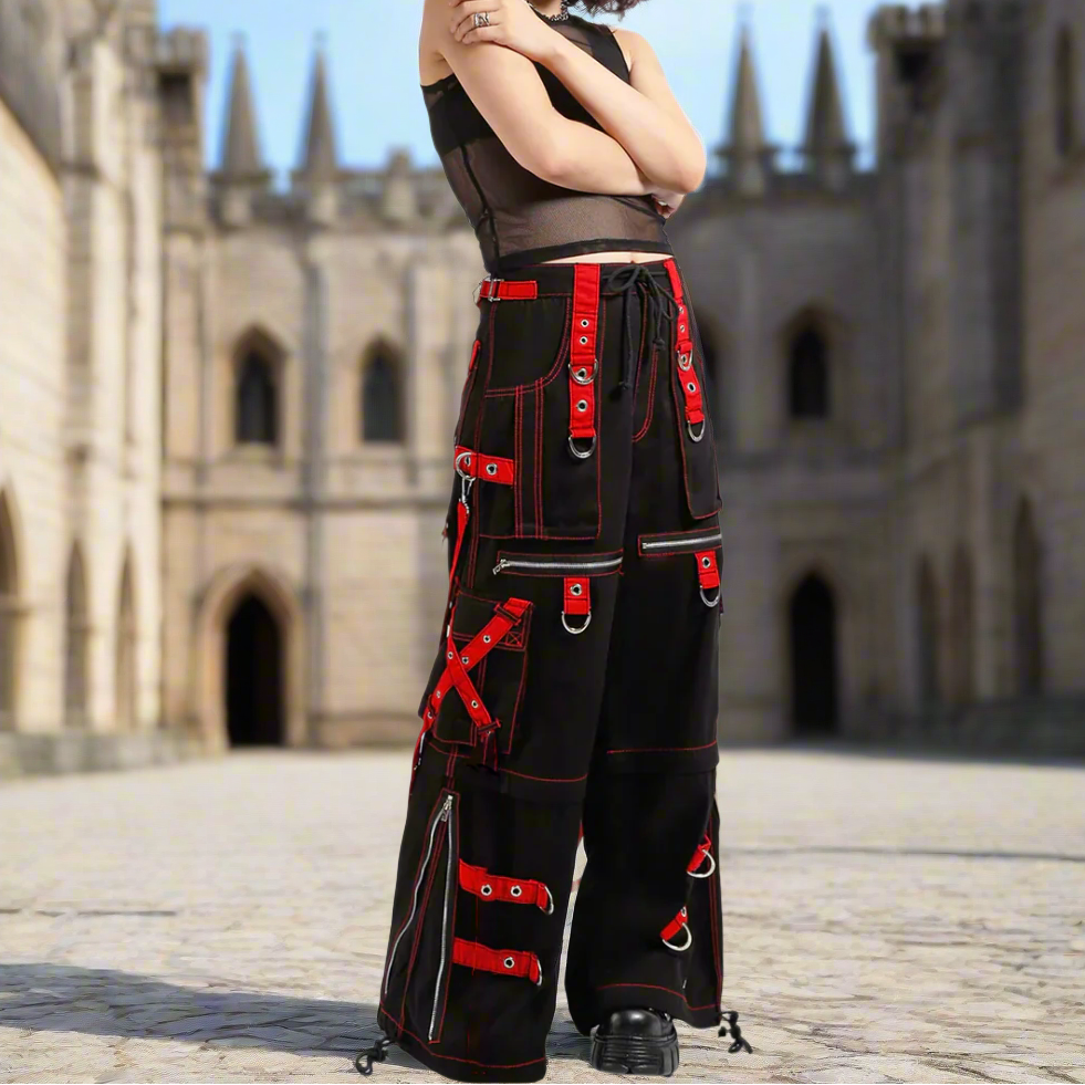 Gothic Men's Zip Off Pants Black Red