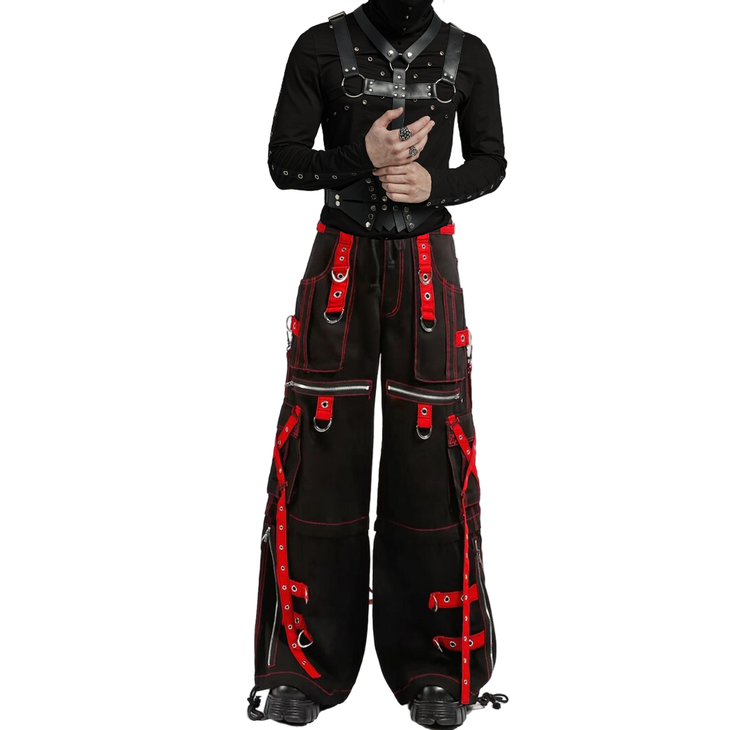 Gothic Men's Zip Off Pants Black Red