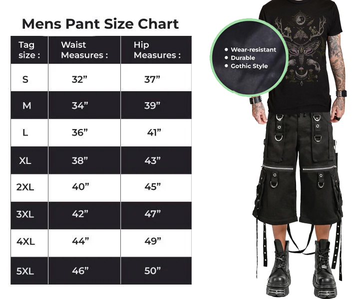 Gothic Mens Black Gothic X Strap Zip Off Punk Rave Shorts