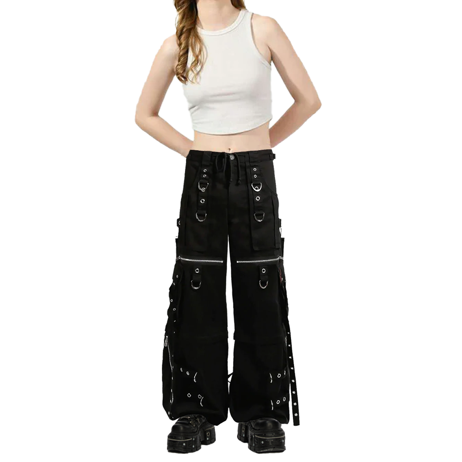 Gothic Men's Black Gothic X-Strap Zip Off Punk Rave Pants
