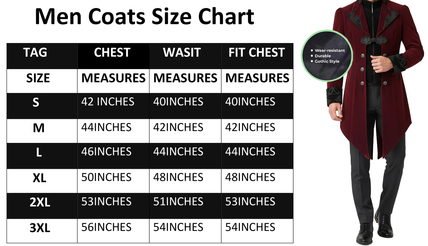 Men's Jacket Coat Red Maroon Velvet Gothic Steampunk Aristocrat