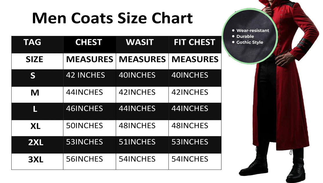 Scorpion Men's Punisher Hooded Trench Coat Long Jacket Red Black Gothic Steampunk