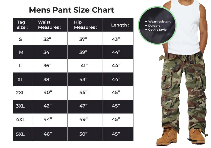 Men's Cotton Casual Military Army Camo Combat Work Cargo Pants with 8 Pockets