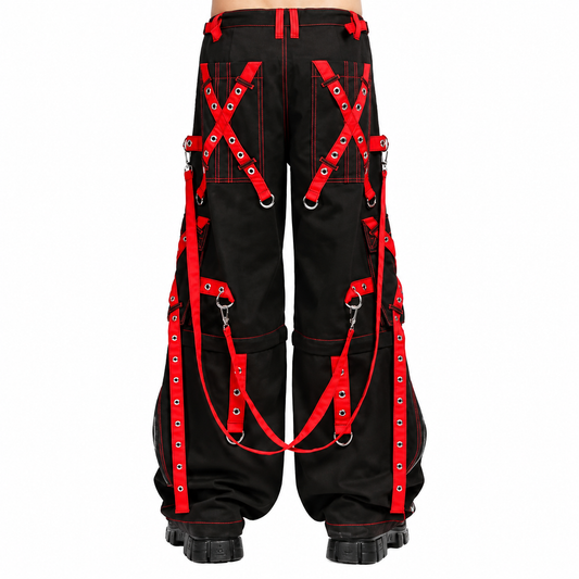 Gothic Men's Zip Off Pants Black Red