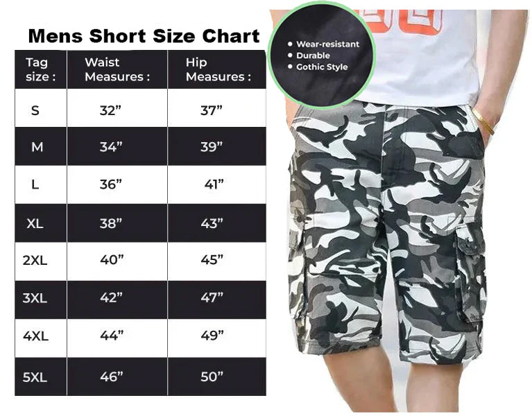 Gothic Mens Punk Short Black Hawk Camo
