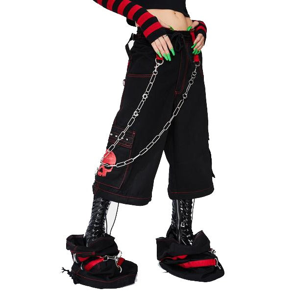 Gothic Bondage Black/Red Big Skull Women Pant Alternative Punk Rock Emo Trouser Pant Shorts/USA