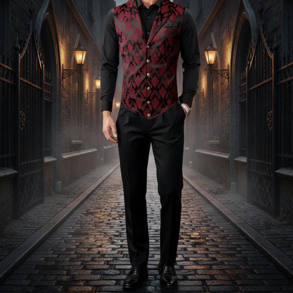 Gothic Men's Victorian Suit Vest Steampunk Waistcoat