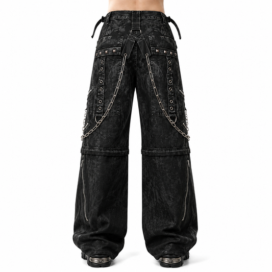Prime Quality Bondage Gothic Wax Cotton Men's Cyber Rave Techno Jeans Punk Shorts Biker Pants USA