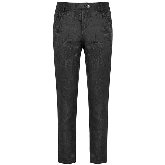 Men's Black Brocade Victorian Dress Pant Trouser/Black Gothic Pants