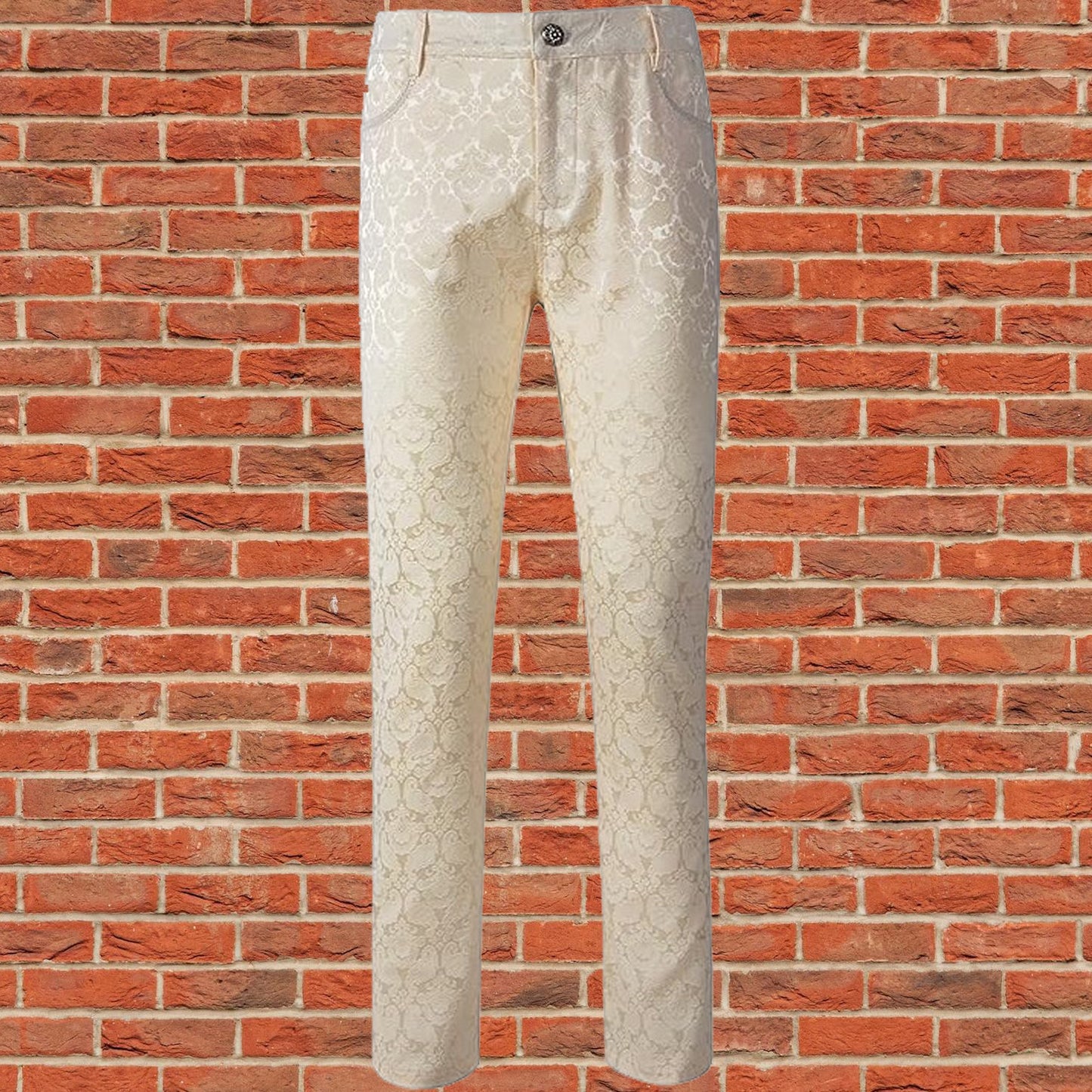 Mens Trousers Pants Brocade VTG Gothic Aristocrat Steampunk Side Braiding Trim