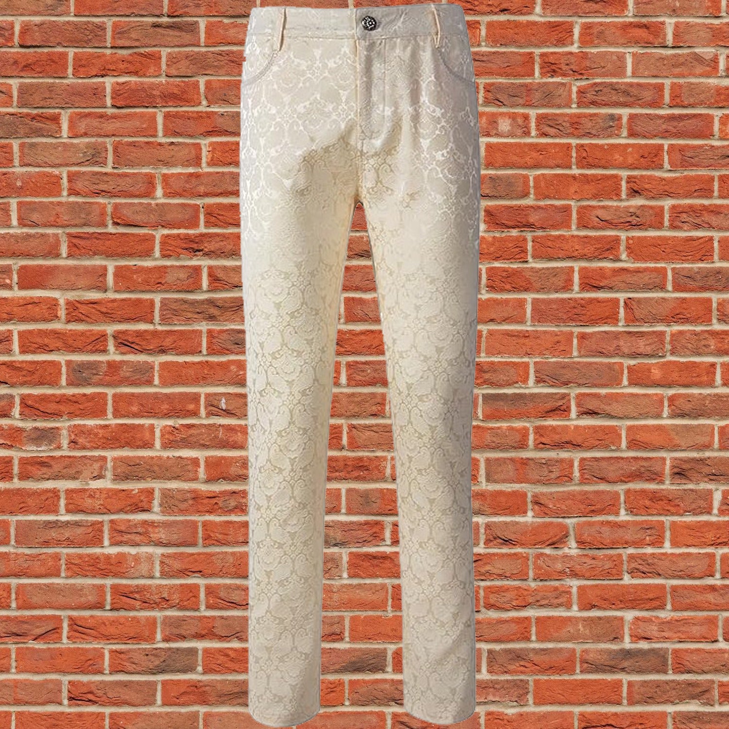 Mens Trousers Pants Brocade VTG Gothic Aristocrat Steampunk Side Braiding Trim