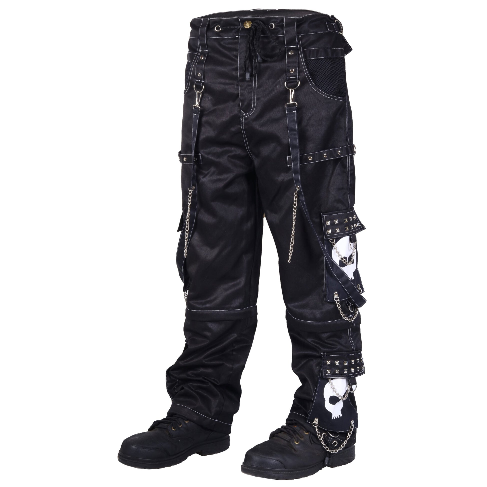 Women's Gothic Bondage Black Big Skull Alternative Punk Rock Emo Trouser Pants