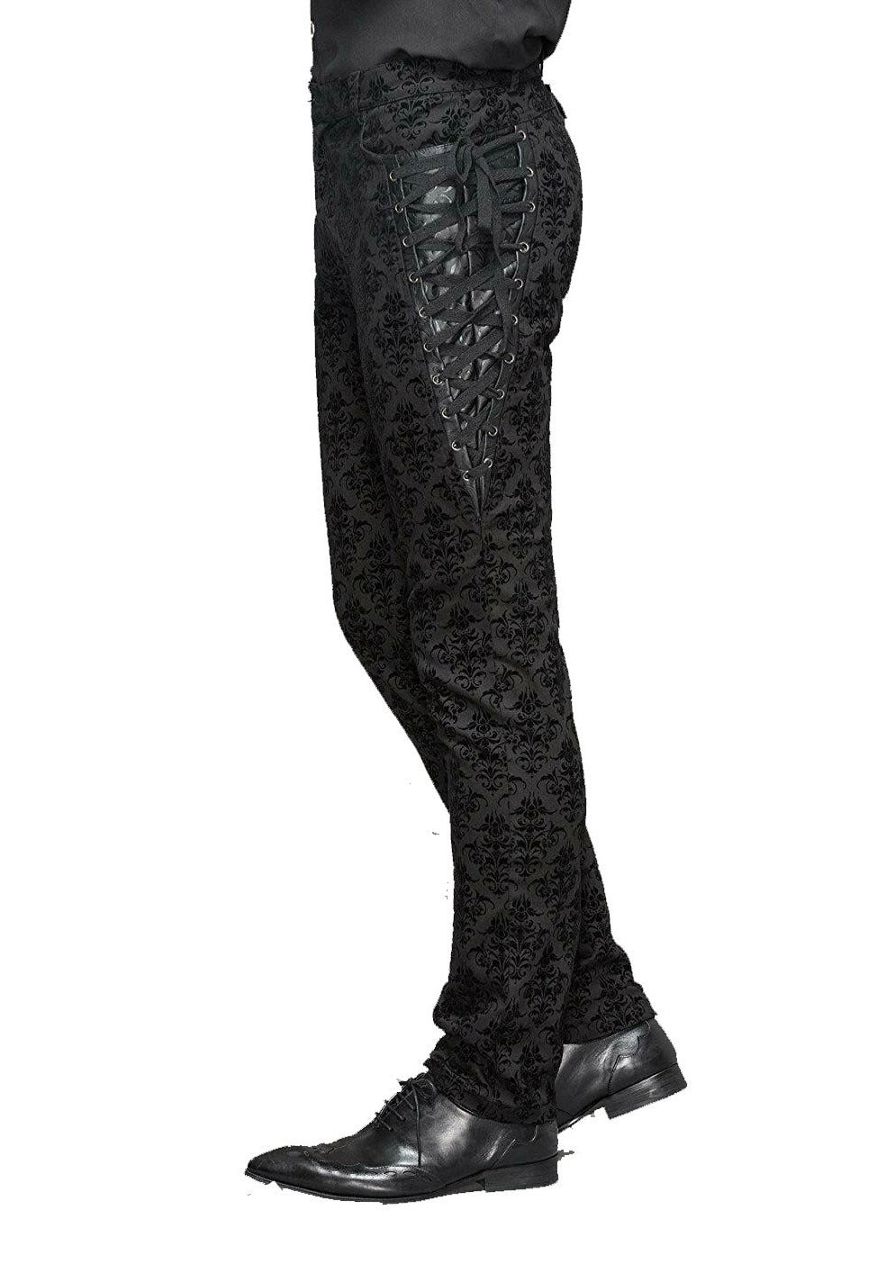 Devil Fashion Punk Men Cotton Dress Pants Victorian Printed Bandage Bridal Pants