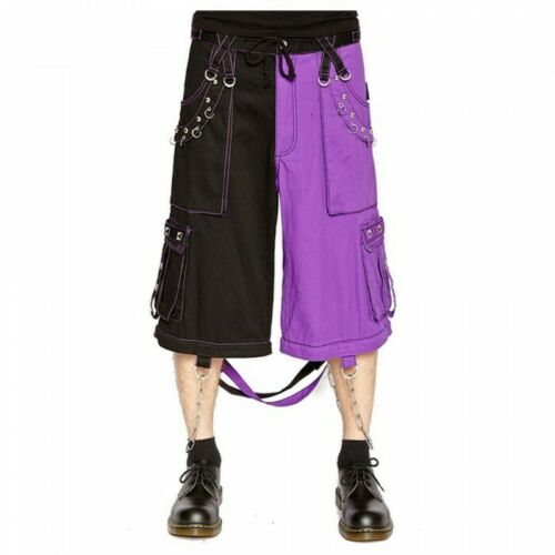 Gothic Bondage Men Pant Alternative Punk Rock Transformer Trouser Purple Baggy Pants