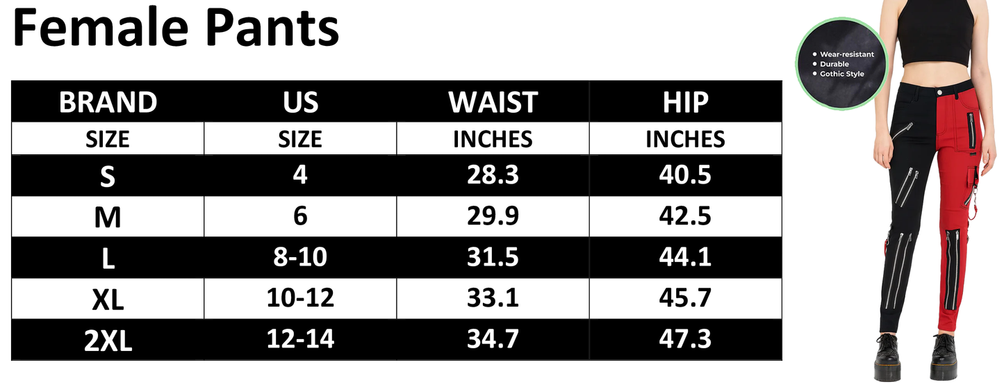 Women's Handmade Chains Split Leg Rhinestones Gothic Punk Emo Pants Straps Pants