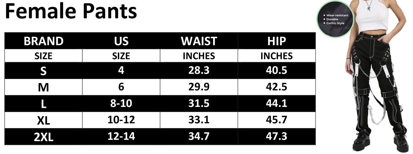 Women Gothic Bondage Raider Pant Rock Hard Trouser Heavy Weight Emo/Pants