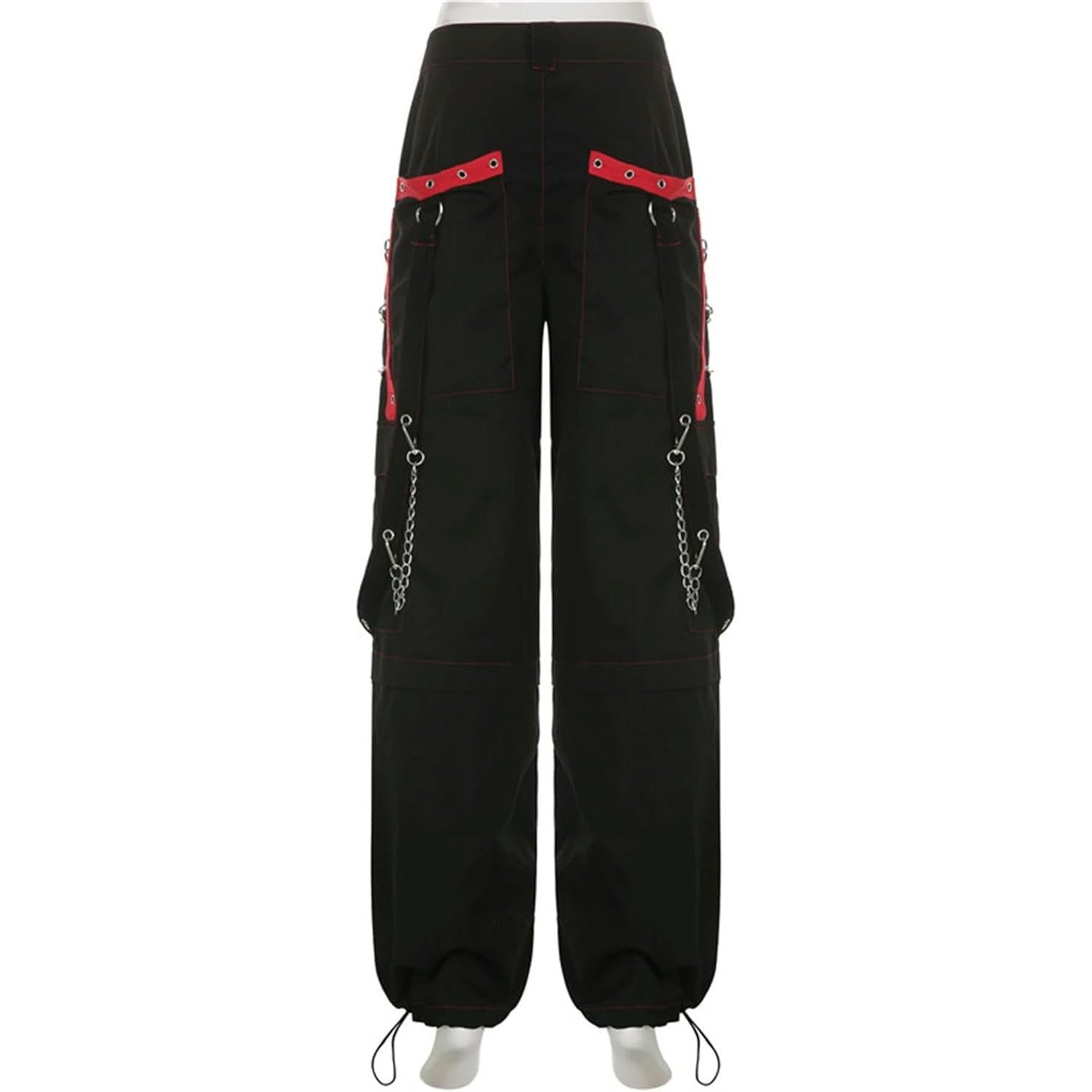 Women's Dark Gothic Baggy Unisex Cargo Metal Chain Hip Hop Wide Leg Trousers