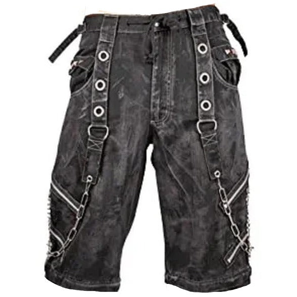 Prime Quality Bondage Gothic Wax Cotton Men's Cyber Rave Techno Punk Shorts Biker/USA
