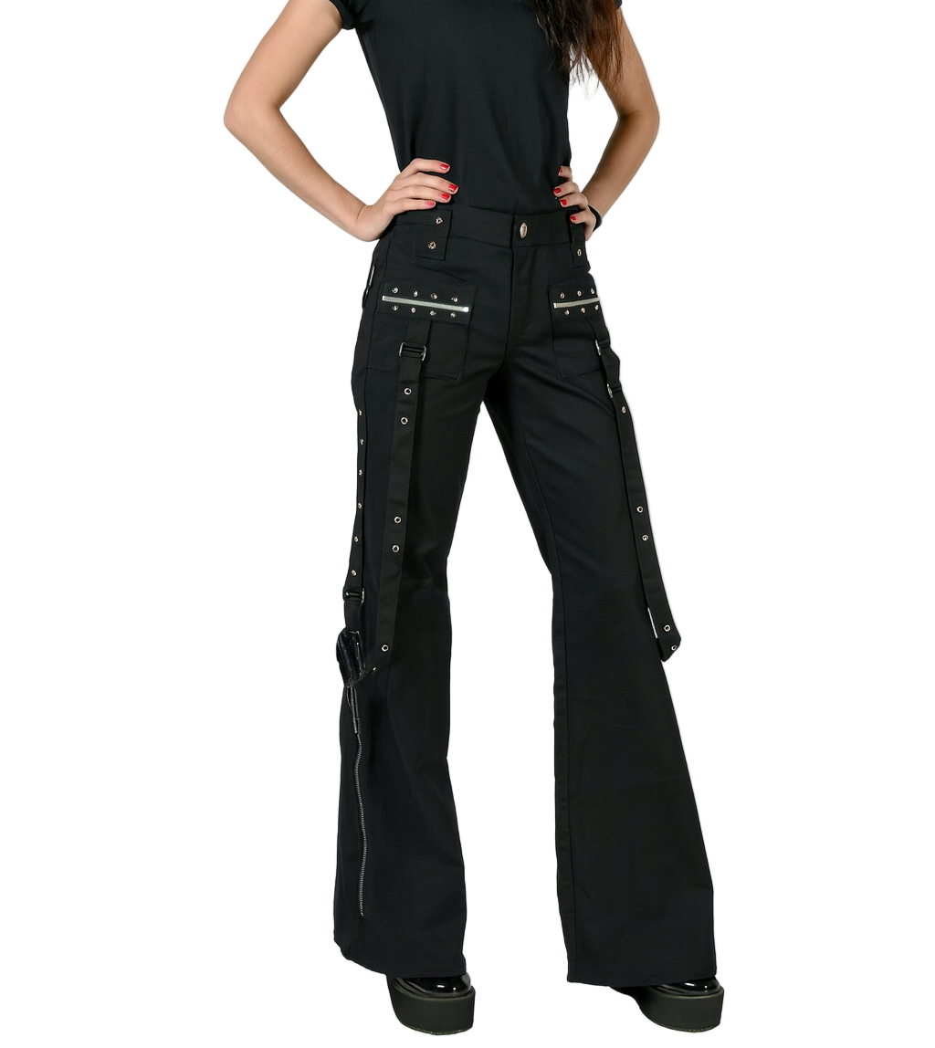 WOMEN'S GOTHIC PUNK EMO BONDAGE BLACK STRAPS GOTH ZIPPER ROCK STAR TRIPP PANTS