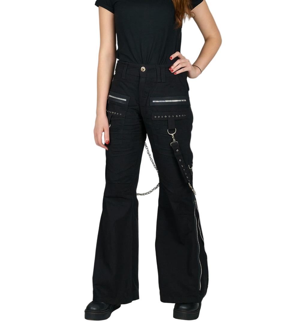 Women's Chains Black Rhinestones Gothic Punk Emo Pants Straps Baggy Pants