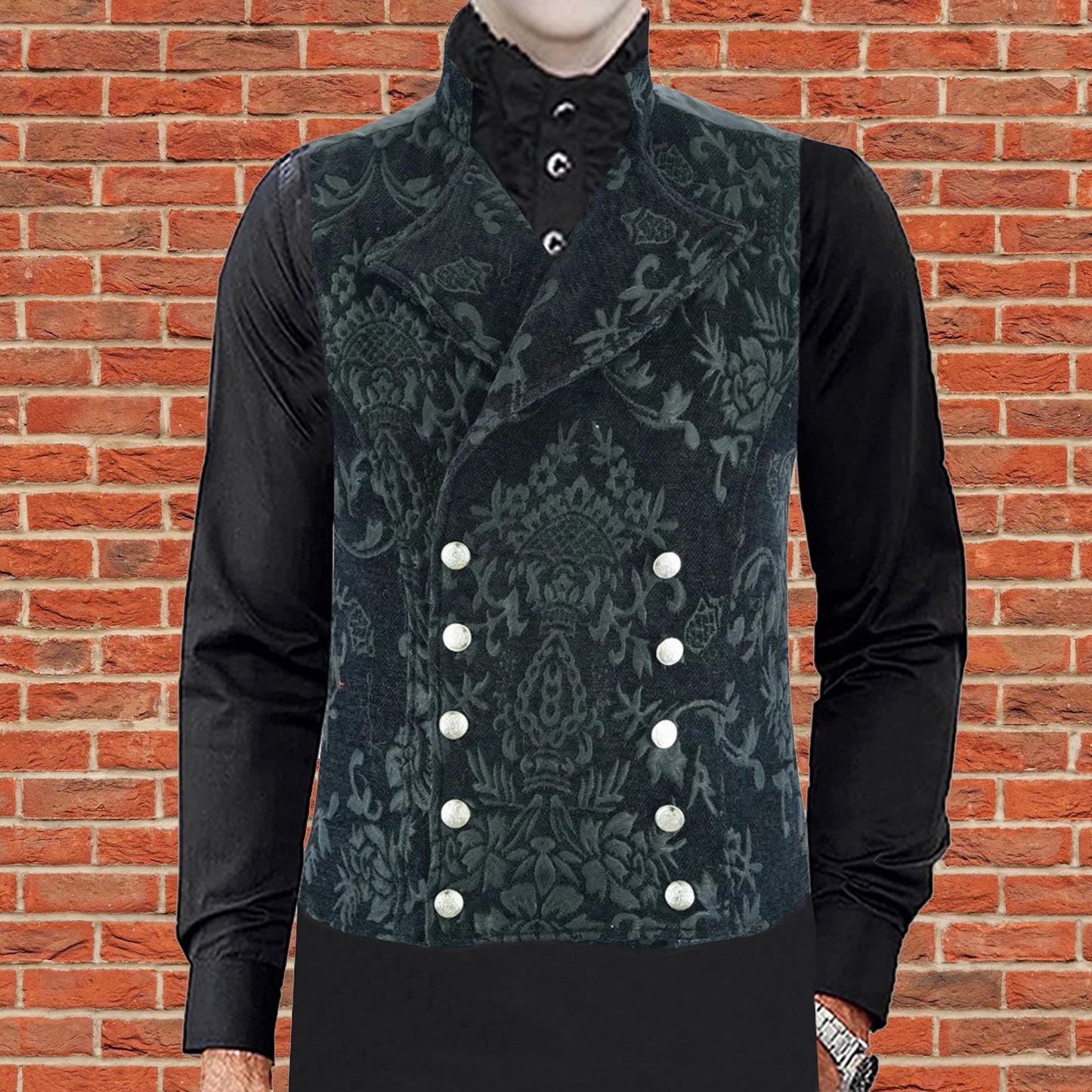 Men's Victorian Gentleman's Aristocrat Vest Tapestry Stylish Casual Vest Black