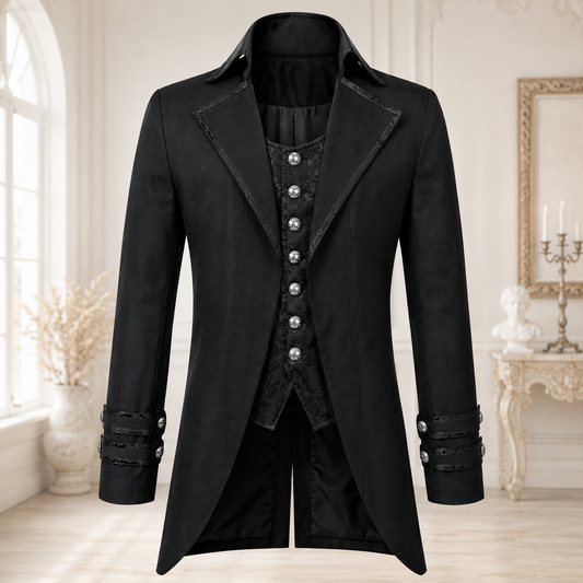 Men's Morning Gothic Jacket Tailcoat Black Cotton Steampunk Victorian