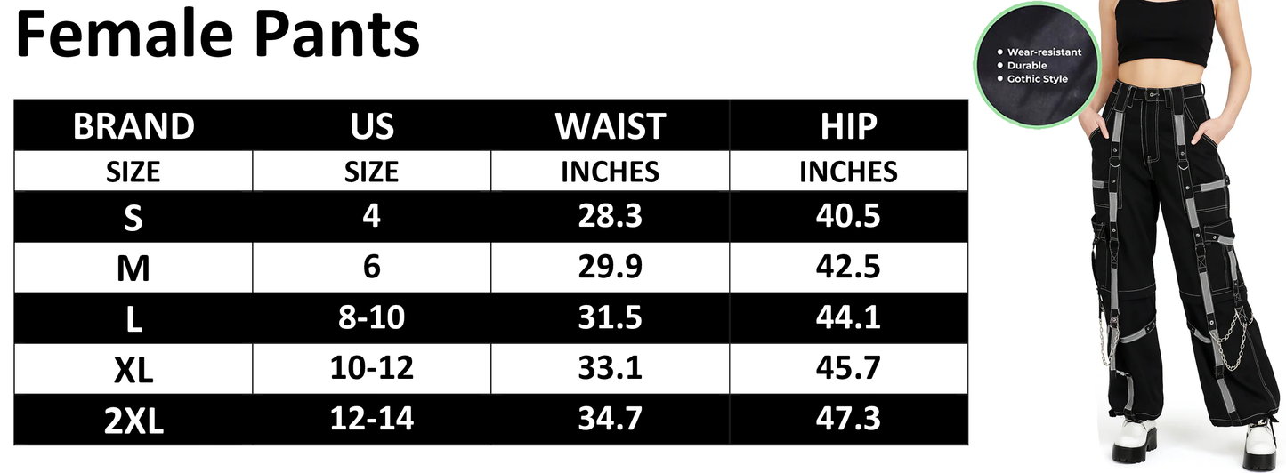 Women's Bondage Reflective Alternative Punk Rock Emo Trouser Pant Shorts