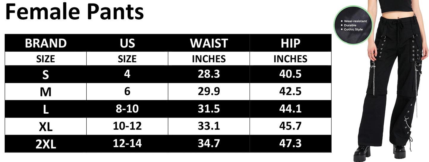 Women's Gothic Bondage Step Pant Rock Hard Trouser Heavy Weight Pant Emo/ Pants