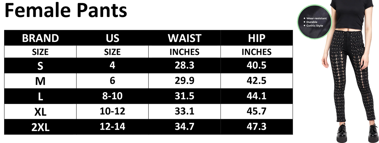 Women's Gothic Punk Emo Medieval Bondage Black Goth Zipper Rock Star Tripp Pants