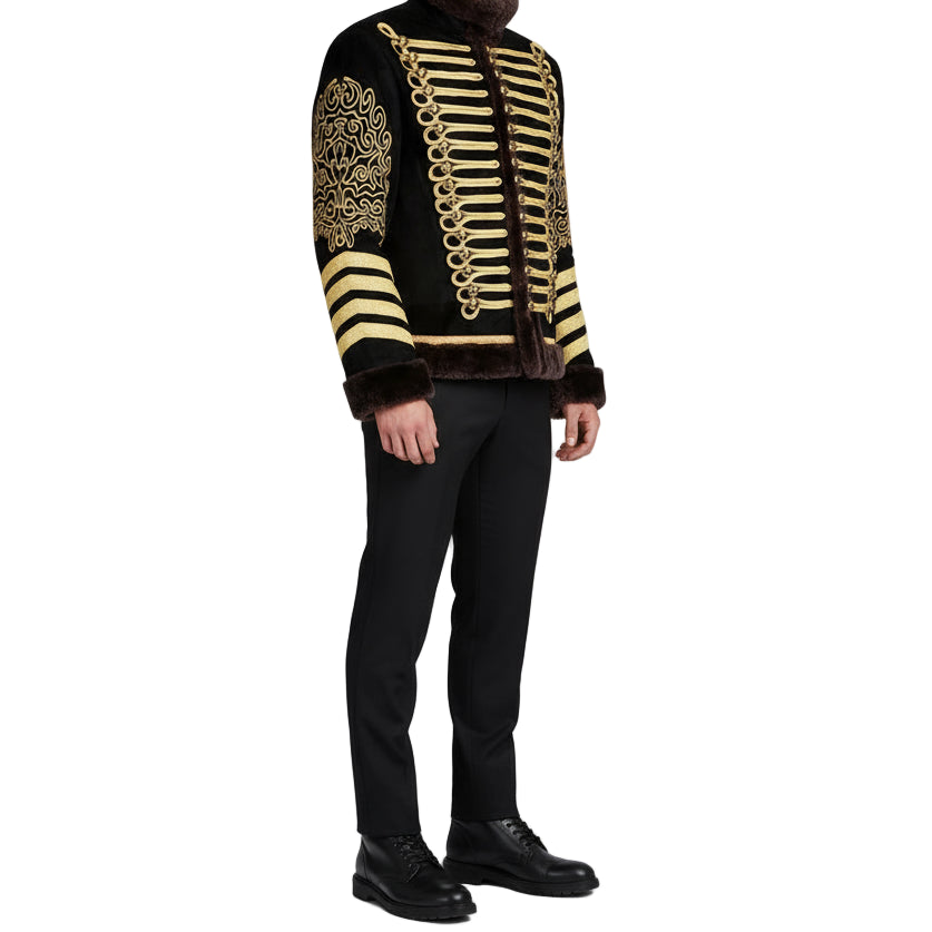 New Napoleonic Hussars Uniform Military Style Tunic Pelisse Jimi Hendrix Jacket Parade Drummer Officer Faux Fur