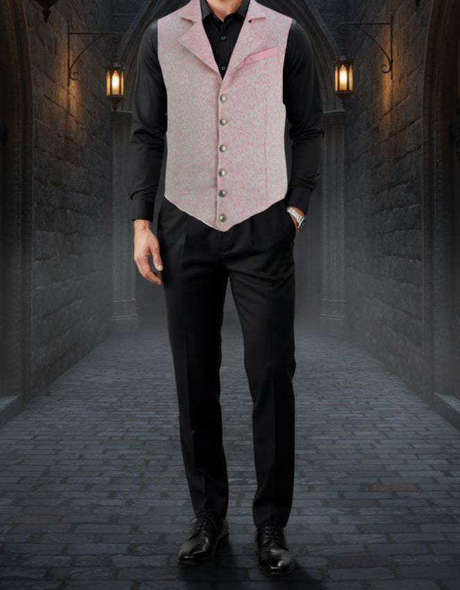Handmade Pink Men's Victorian Suit Gentleman Vest Steampunk Gothic Waistcoat/Usa