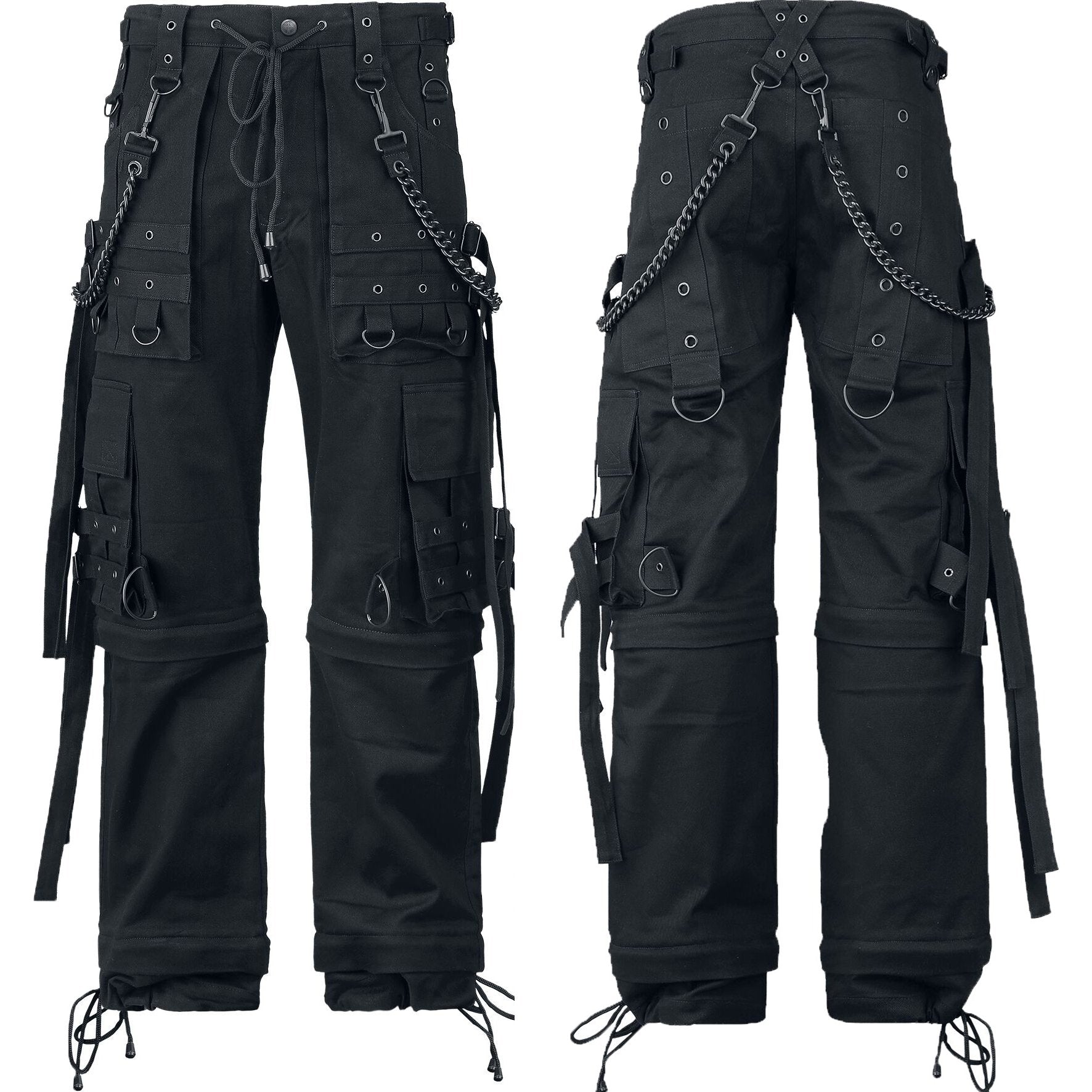 Gothic Bondage Cargo Rock Black Punk Buckle Zips Chain Strap Trousers Emo/ Pants