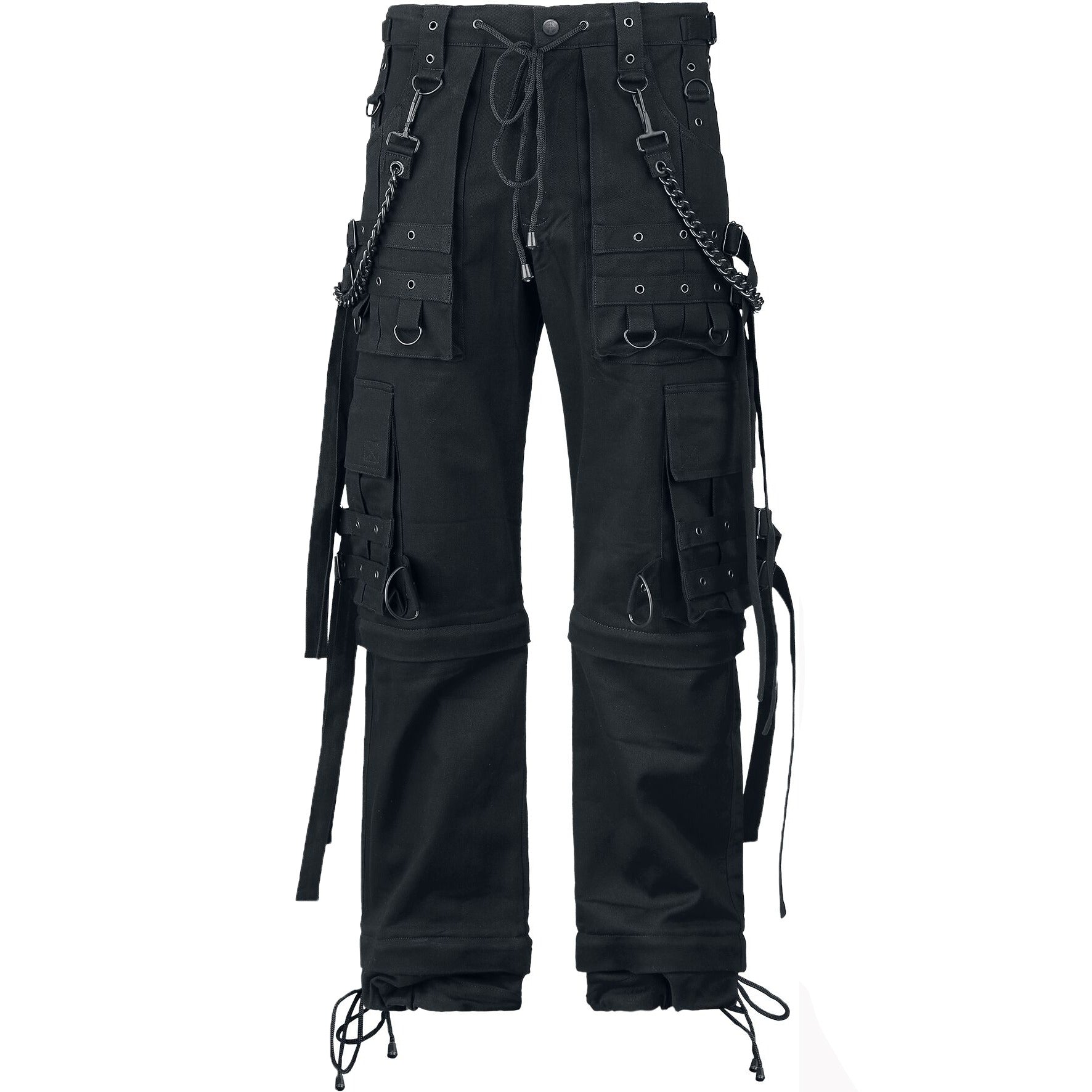 Gothic Bondage Cargo Rock Black Punk Buckle Zips Chain Strap Trousers Emo/ Pants