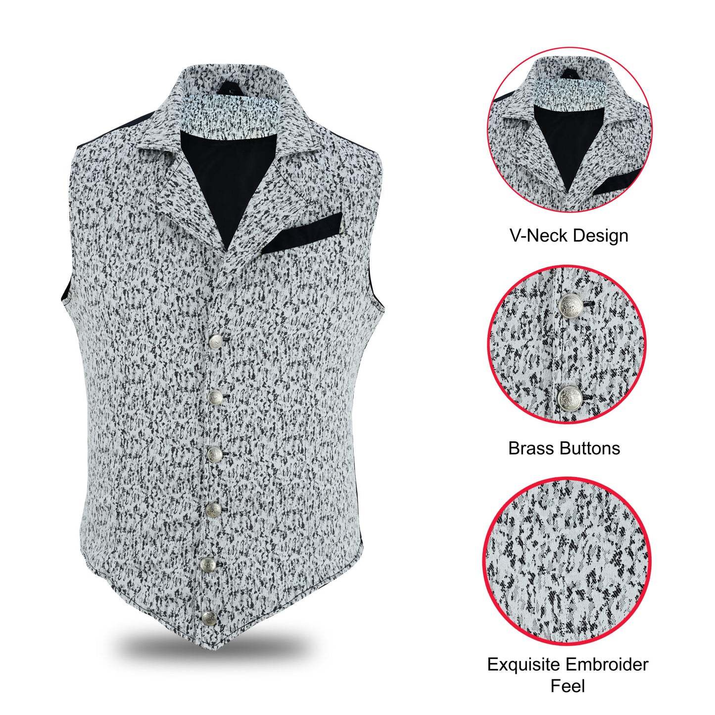 Handmade White Men's Victorian Suit Gentleman Vest Steampunk Gothic Waistcoat/Usa