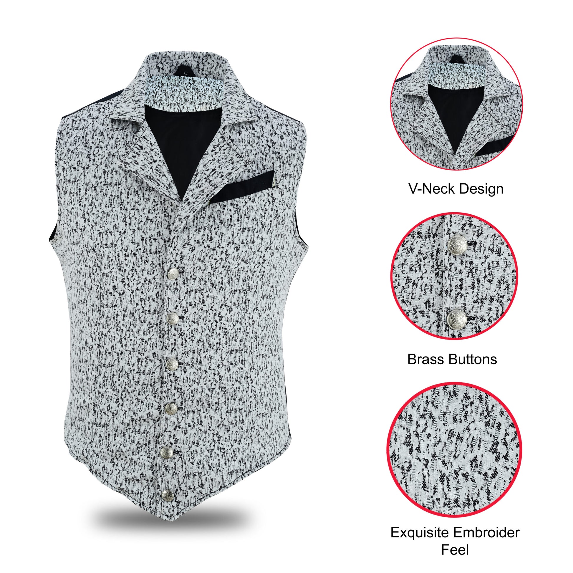 Handmade White Men's Victorian Suit Gentleman Vest Steampunk Gothic Waistcoat/Usa