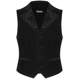 Mens Gothic Waistcoat Vest Black Velvet Embroidered Steampunk Vampire