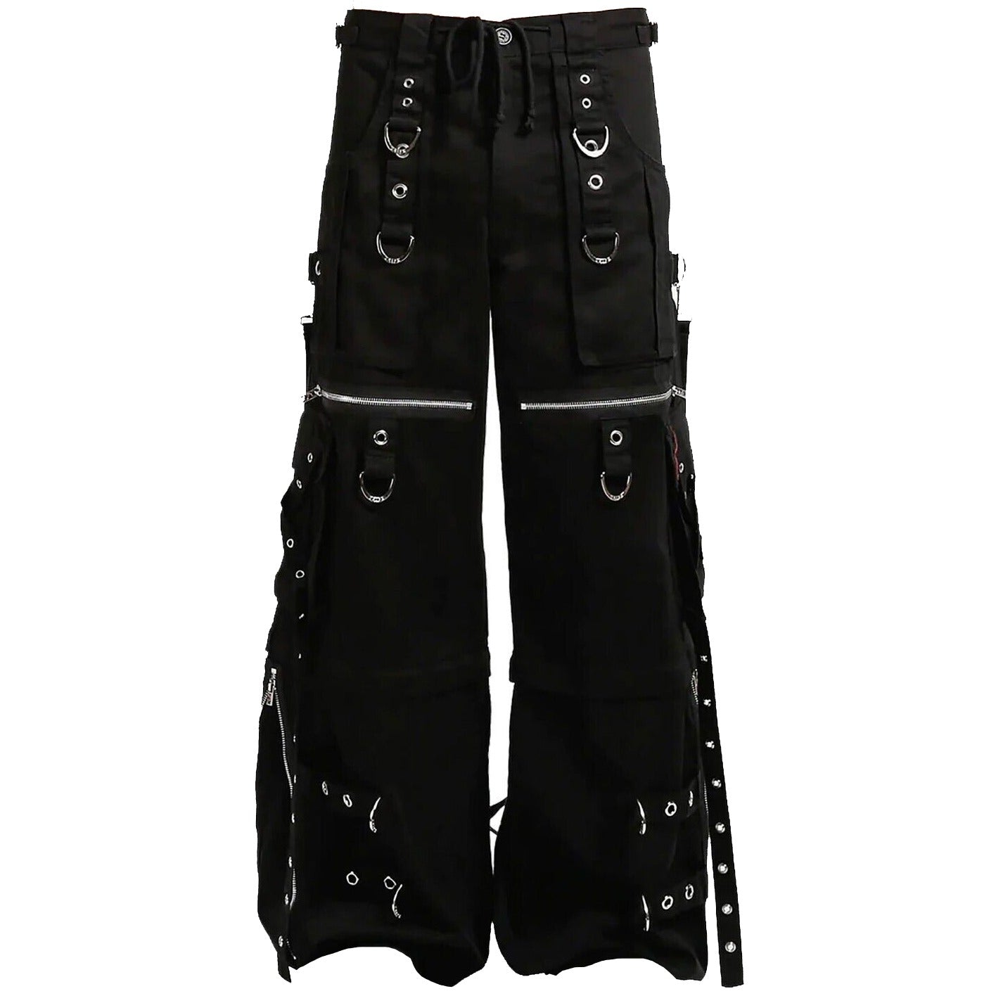 Gothic Men's Black Gothic X-Strap Zip Off Punk Rave Pants