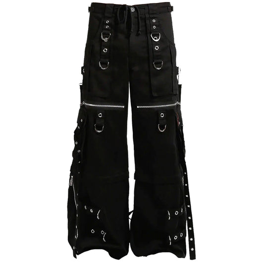 Gothic Men's Black Gothic X-Strap Zip Off Punk Rave Pants