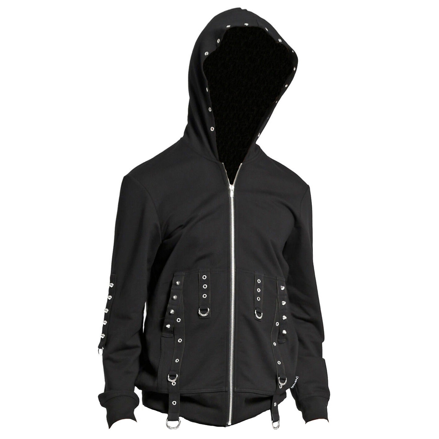 BLACK METAL GOTHIC PUNK STAGE SUPER STRAP HOODIE BLAZER JACKET
