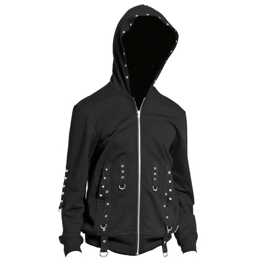 BLACK METAL GOTHIC PUNK STAGE SUPER STRAP HOODIE BLAZER JACKET