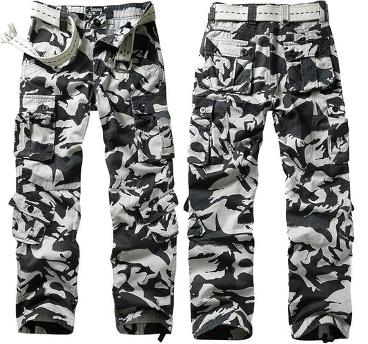 AKARMY Men's Cotton Casual Military Army Camo Combat Work Cargo Pants with 8 Pockets