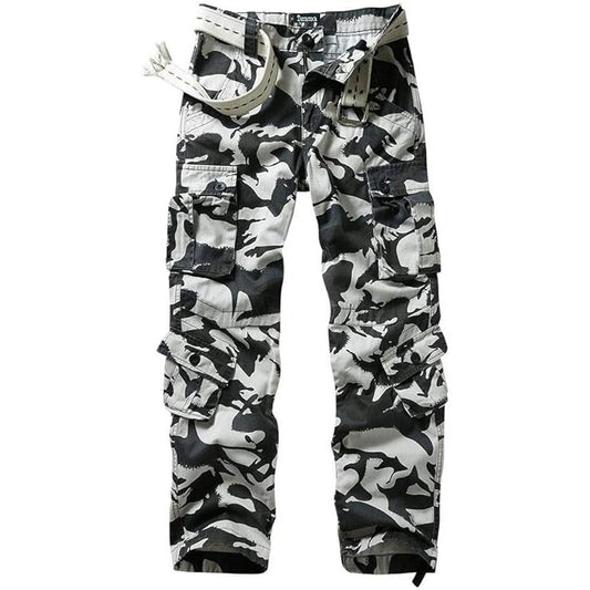 AKARMY Men's Cotton Casual Military Army Camo Combat Work Cargo Pants with 8 Pockets