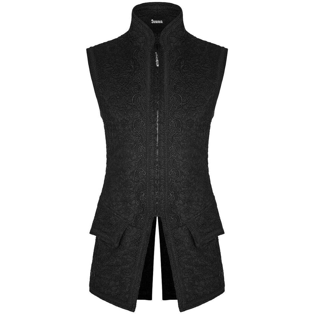 Men's Long Waistcoat Vest Black Gothic Steampunk Victorian Aristocrat