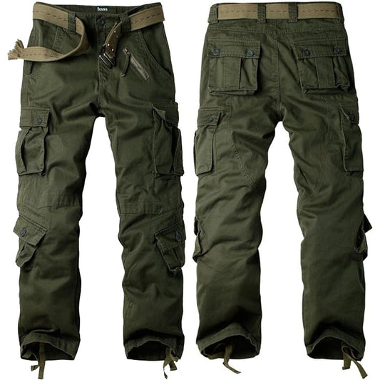 AKARMY Men's Cotton Casual Military Army Camo Combat Work Cargo Pants with 8 Pockets