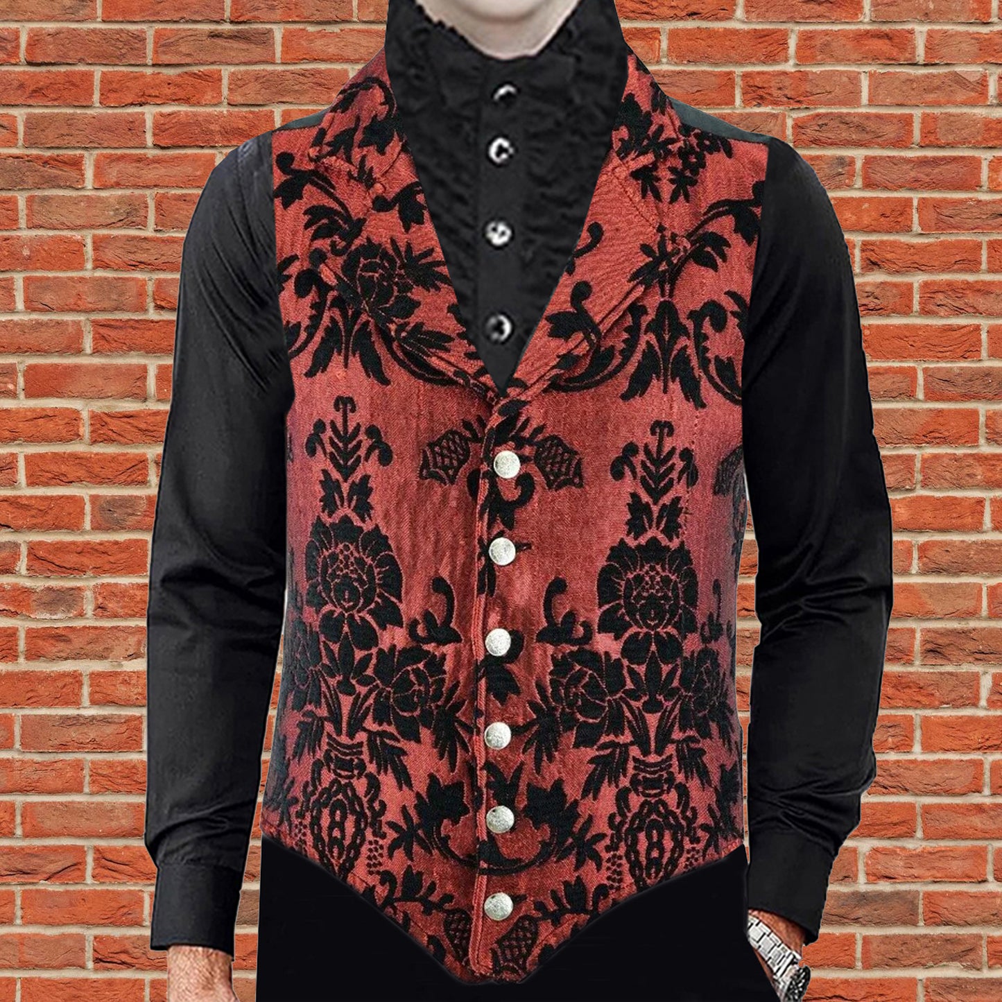 VICTORIAN GENTLEMAN'S ARISTOCRAT VEST TAPESTRY STYLISH CASUAL VEST RED