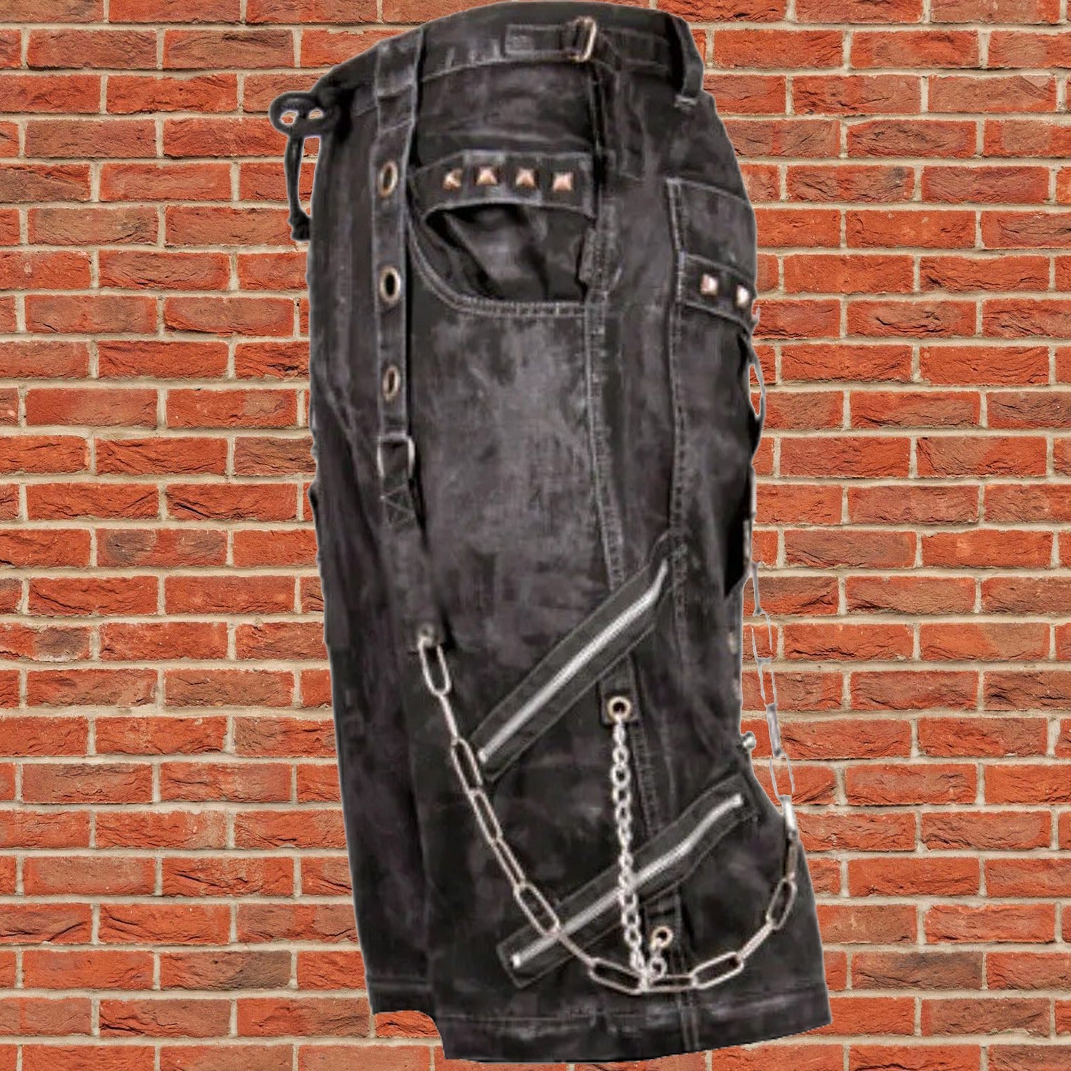 Prime Quality Bondage Gothic Wax Cotton Men's Cyber Rave Techno Punk Shorts Biker/USA